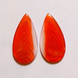 33.00 Cts Natural Orange Banded Agate Drilled Cabochon Match Pair 33X17MM 14