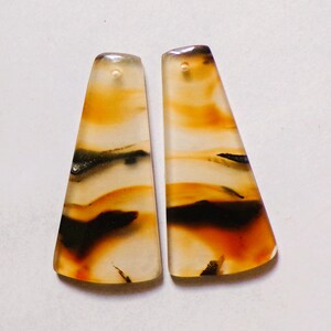 33.90 Cts Natural Montana Agate Drilled Cabochon Match Pair Gemstone 37X17MMD-14