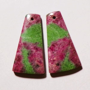 40.05 Cts Natural Ruby Zoisite Drilled Cabochon Match Pair Gemstone 29.2X15MM 47