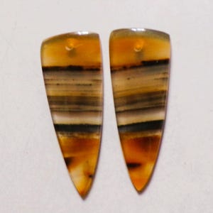 19,05 quilates de cabujones perforados de ágata natural de Montana, par de gemas a juego, 34 x 13 mm D-20