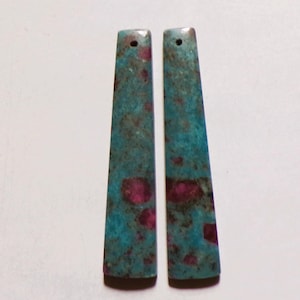 57.00 Cts Natural Kyanite Ruby Drilled Cabochon Match Pair Gemstone 51.3X11MM 59