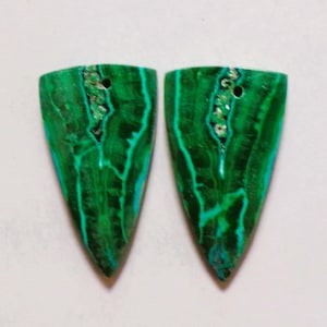 36,15 Cts Naturlig Chrysocolla Malakit Borrad Cabochon Match Par Ädelsten 29 x 17 MM 113