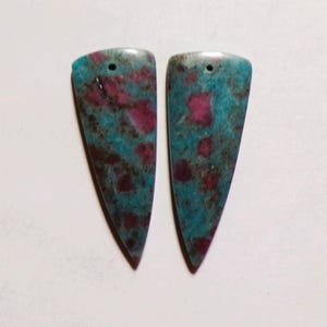 62.50 Cts Natural Kyanite Ruby Drilled Cabochon Match Pair Gemstone 41.5X16MM 61