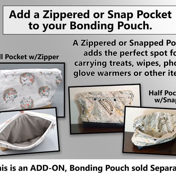 Add an Additional Pocket to the Back of Your Bonding Bag Pouch Purse Order, Snap or Zippered (This is an upgrade - Pouch sold Separately)