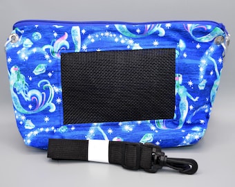 READY TO SHIP! Blue Mermaids Cotton Bonding Pouch, Bag or Purse w/Screen for Hedgehog, Rat, Sugar Gliders or Small Pet