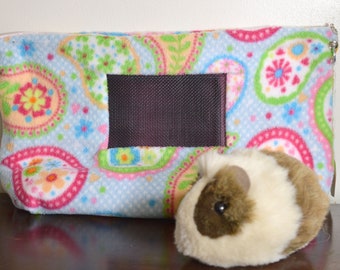 PREMADE! Extra Large Fuzzy Paisley Fleece Bonding Pouch, Bag or Purse w/Screen for Hedgehog, Rat, Sugar Gliders or Small Pet