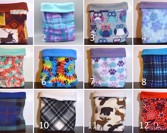 PREMADE Large Reversible Fleece Snuggle Sack, Cuddle Cup for Hedgehogs, Rats, Sugar Gliders or Small Pet