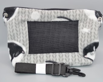 READY TO SHIP!! Yin Yang Cats Fleece Bonding Pouch, Bag or Purse w/Screen for Hedgehog, Rat, Sugar Gliders or Small Pet