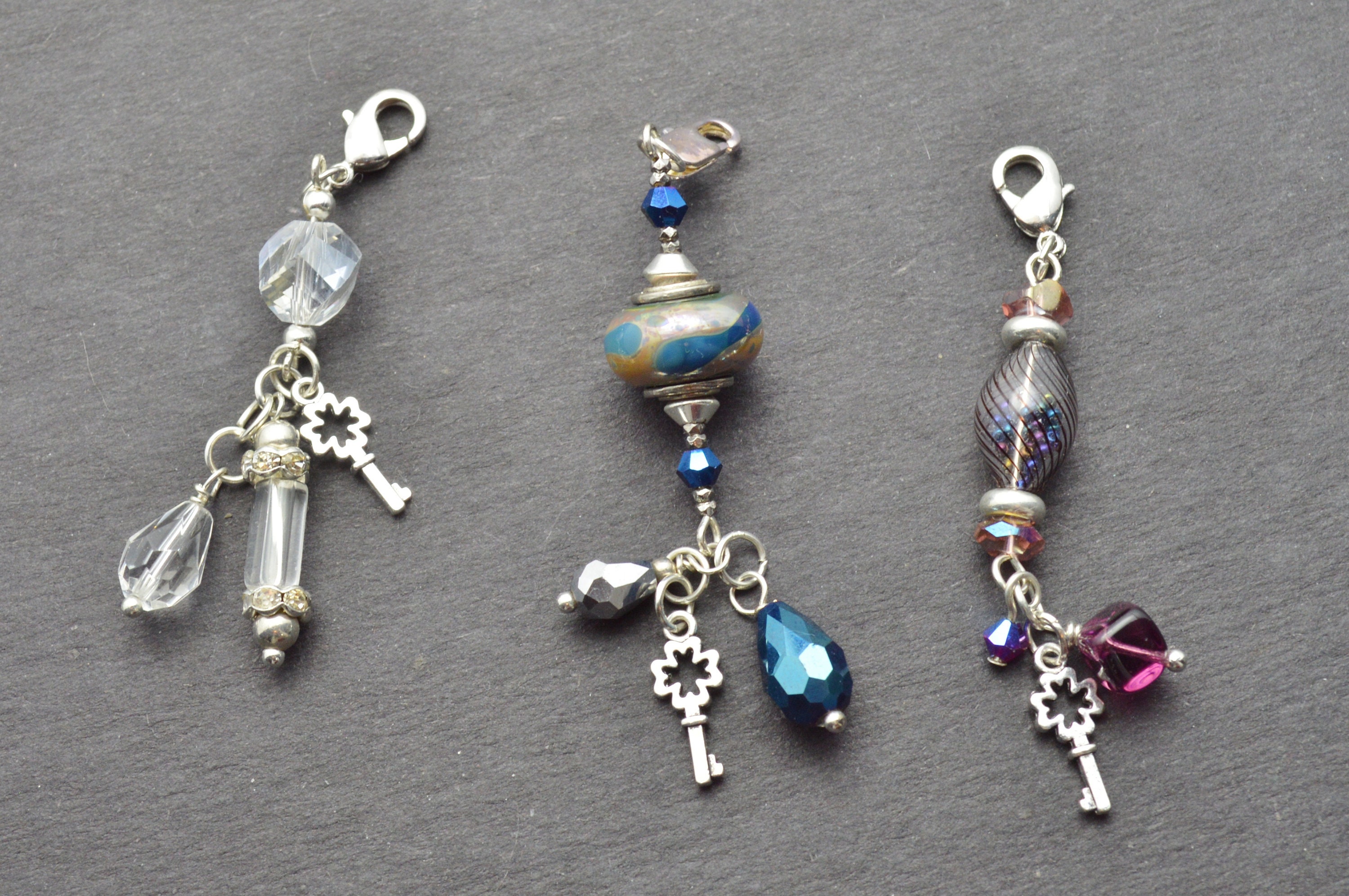 Beaded Zipper Pull Charm Glass Lampwork Bead and Charm for Pet
