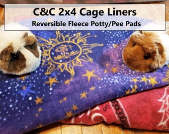C&C 2x4 Cage Liners (28"x56"), Reversible Fleece Potty/Pee Pads, for Hedgehogs, Rats, Guinea Pigs, Sugar Gliders or Small Pet