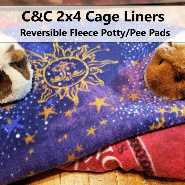 C&C 2x4 Cage Liners (28"x56"), Reversible Fleece Potty/Pee Pads, for Hedgehogs, Rats, Guinea Pigs, Sugar Gliders or Small Pet