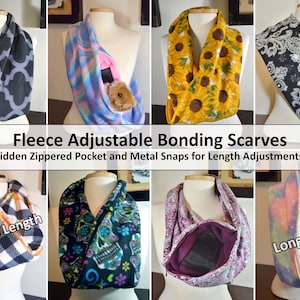Fleece Bonding Scarf with Adjustable Length Snaps and Hidden Zippered Pocket; Great for Sugar Gliders, Rats, Hedgehogs & Other Exotics