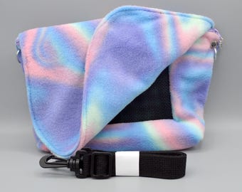 READY TO SHIP!! Pastel Tie-Dye Fleece Bonding Pouch, Bag or Purse w/Screen for Hedgehog, Rat, Sugar Gliders or Small Pet