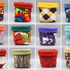 PREMADE Small Reversible Fleece Snuggle Sack, Cuddle Cup for Hedgehogs, Rats, Sugar Gliders or Small Pet