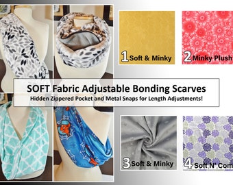 Soft, Minky and Plush Adjustable Length Bonding Scarf, Snaps and Hidden Zippered Pocket; Sugar Gliders, Rats, Hedgehogs & Exotics