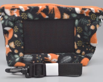 READY TO SHIP!! Sweet Foxes Fleece Bonding Pouch, Bag or Purse w/Screen for Hedgehog, Rat, Sugar Gliders or Small Pet