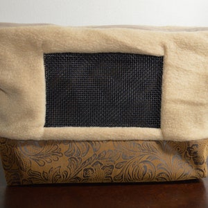 Faux Suede Fleece Zippered Bonding Bag/Pouch/Carrier with Screen and Adjustable Strap for Hedgehog, Rat, Sugar Gliders or Small Pet