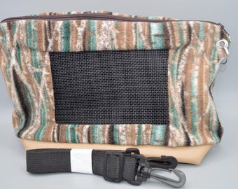 READY TO SHIP!! Branches & Bark Fleece Bonding Pouch, Bag or Purse w/Screen for Hedgehog, Rat, Sugar Gliders or Small Pet