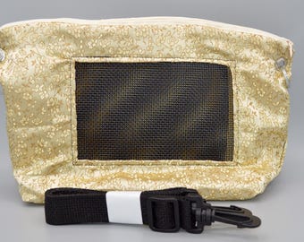 NEW! Light Yellow Floral Satin Embroidered Brocade Bonding Pouch, Bag or Purse w/Screen for Hedgehog, Rat, Sugar Gliders or Small Pet