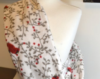 PREMADE! LONG Snow Cardinals Adjustable Bonding Scarf, Snaps and Zippered Pocket, Sugar Gliders, Rats, Hedgehogs & Exotics