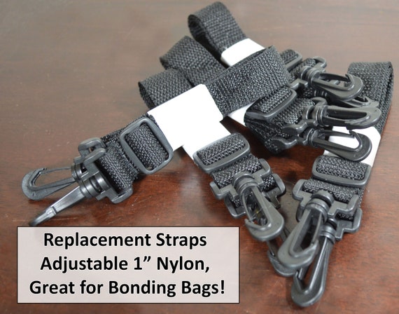 Adjustable 1" Wide Black Nylon Strap for Bonding Bags, Replacement Strap for Totes, Backpacks, Purses