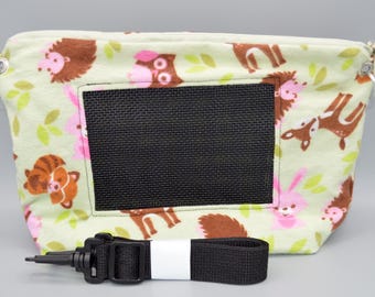 READY TO SHIP! Pink Critter Toss Flannel Bonding Pouch, Bag or Purse w/Screen for Hedgehog, Rat, Sugar Gliders or Small Pet