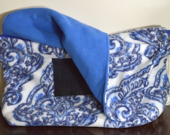 PREMADE! Extra Large Blue Damask Fleece Bonding Pouch, Bag or Purse w/Screen for Hedgehog, Rat, Sugar Gliders or Small Pet