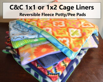 Ready to Ship! C&C 1x1 or 1x2 Cage Liners, Reversible Fleece Potty/Pee Pads, for Hedgehogs, Rats, Guinea Pigs, Sugar Gliders or Small Pet