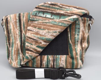 READY TO SHIP!! Branches & Bark Fleece Bonding Pouch, Bag or Purse w/Screen for Hedgehog, Rat, Sugar Gliders or Small Pet