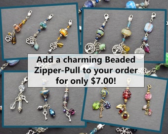 Beaded Zipper Pull Charm; Glass Lampwork Bead and Charm for Pet Bonding Bags/Pouches, Bonding Scarves, Purses, Key Chains and More