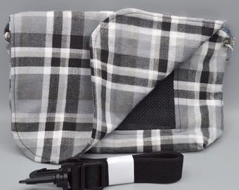 READY TO SHIP!! Trad Gray Scale Flannel Bonding Pouch, Bag or Purse w/Screen for Hedgehog, Rat, Sugar Gliders or Small Pet
