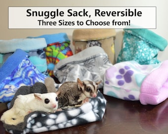 Reversible Fleece Snuggle Sacks, Cuddle Cup for Hedgehogs, Rats, Sugar Gliders or Small Pet