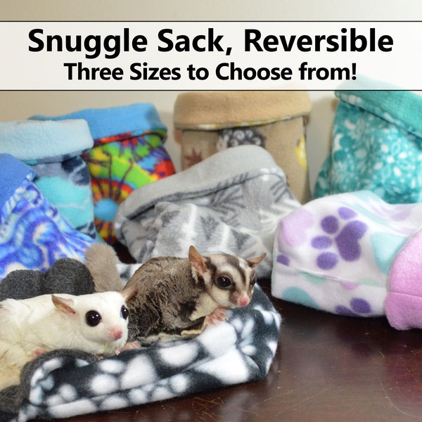Reversible Fleece Snuggle Sacks, Cuddle Cup for Hedgehogs, Rats, Sugar Gliders or Small Pet
