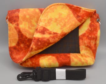 READY TO SHIP!! Flame Fire Fleece Bonding Pouch, Bag or Purse w/Screen for Hedgehog, Rat, Sugar Gliders or Small Pet