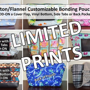 NEW! LIMITED Cotton/Flannel Prints, Zippered Fleece Bonding Pouch/Bag/Purse with Screen Adjustable Strap for Small Pet