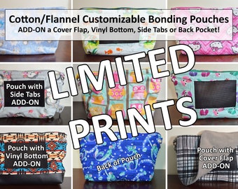 NEW! LIMITED Cotton/Flannel Prints, Zippered Fleece Bonding Pouch/Bag/Purse with Screen Adjustable Strap for Small Pet