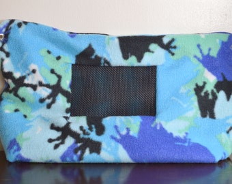 PREMADE! Extra Large Frog Camouflage Fleece Bonding Pouch, Bag or Purse w/Screen for Hedgehog, Rat, Sugar Gliders or Small Pet