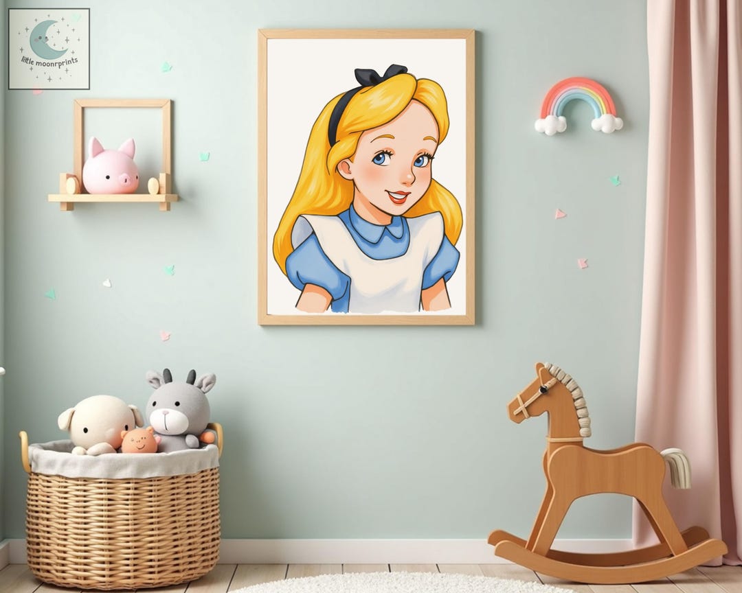 Alice in Wonderland Nursery Print, Watercolor Princess Wall Art ...