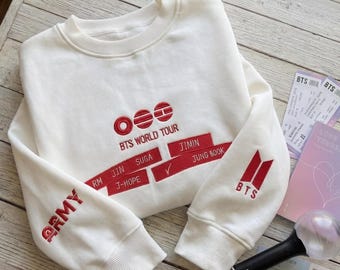 Embroidered BTS World Tour Arirang Sweatshirt, Concert Outfit Crewneck, Kpop Lover Gift