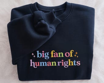 Embroidered Big Fan Of Human Rights Sweatshirt, Equality Sweatshirt, Human Rights, Social Justice Gift For Activist, Anti Trump T-shirt