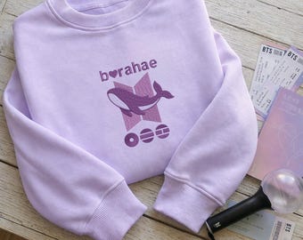 Sudadera bordada del BTS World Tour 2026 Borahae, Sudadera del Arirang World Tour 2026, Sudadera de cuello redondo para conciertos, Regalo para amantes del Kpop
