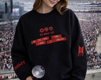 Embroidered BTS World Tour Arirang Sweatshirt, Concert Outfit Crewneck, Kpop Lover Gift