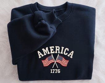 Embroidered USA 250th Anniversary Sweatshirt, America 1776–2026 Sweatshirt, Patriotic Eagle American Flag Sweatshirt, Varsity Letter Shirt