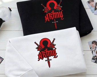 Sudadera bordada BTS World Tour Arirang, sudadera de cuello redondo estilo concierto, regalo para amantes del Kpop