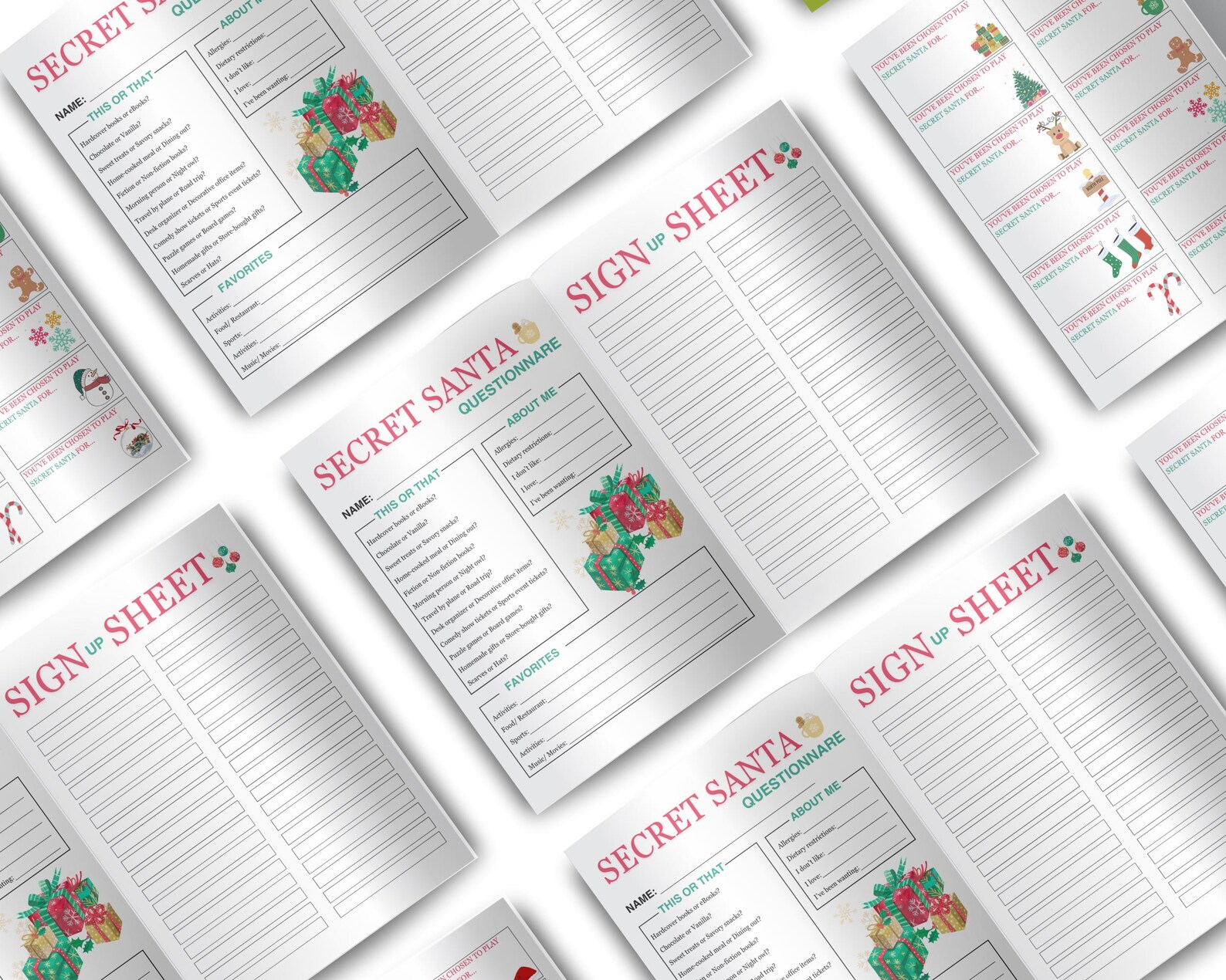 Secret Santa Questionnaire Template Printable Christmas Gift Exchange Secret Santa Questionnaire Template Printable Christmas Gift Exchange