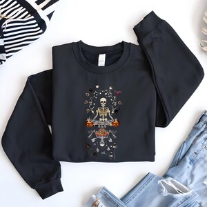 Halloween Skeleton Yoga Sweatshirt: Cozy Unisex Crewneck