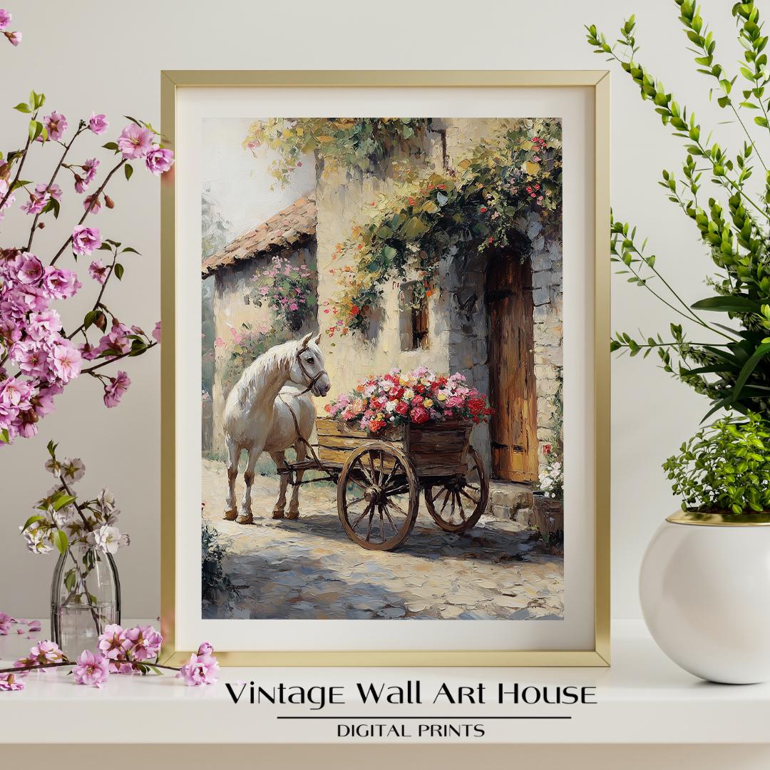 Rustic Pony Rustic Pony by Wooden Flower Cart - Vintage Cottagecore Wall Art, Cozy ...