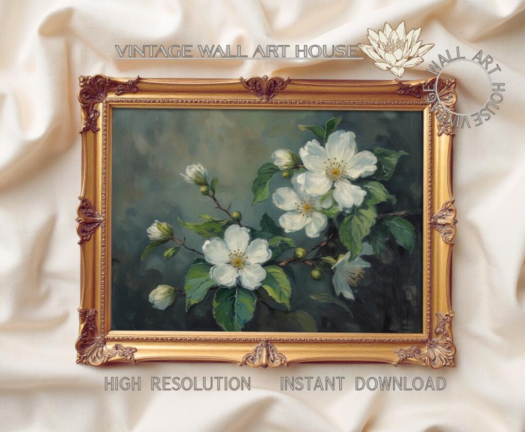 Vintage Apple Blossom Still Life Art, Cottagecore Botanical Print ...
