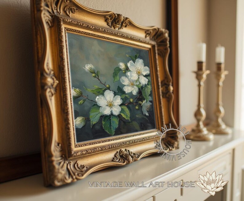 Vintage Apple Blossom Still Life Art, Cottagecore Botanical Print ...