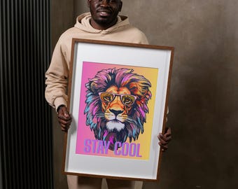 Colorful Lion Pop Art Print: Modern Animal Poster (Digital Download)